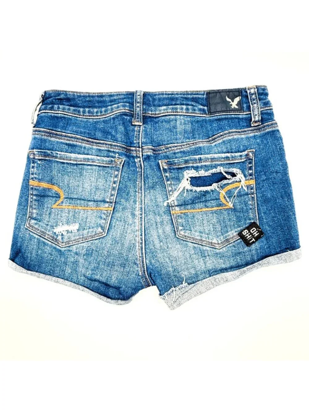 American Eagle Hi-Rise Shorts Size 4 Shortie Next Level Stretch Distressed Tacos